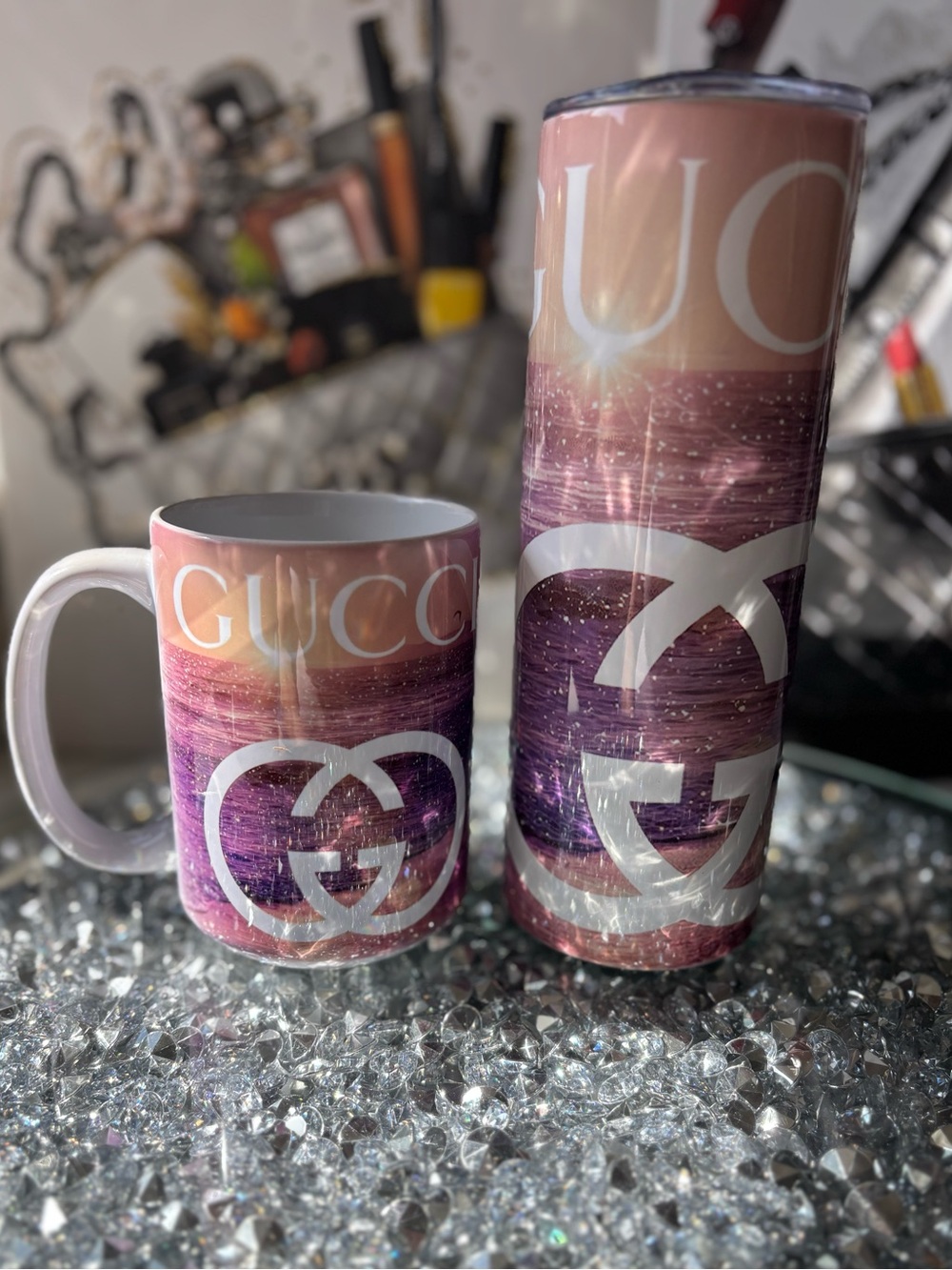Pink and Purple Gradient Mug & Tumbler Set